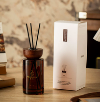 Diffuseur de parfum vintage sans flamme 200 ml avec bâtonnets en fibre et fleur, désodorisant d'intérieur, coffret cadeau pour la maison