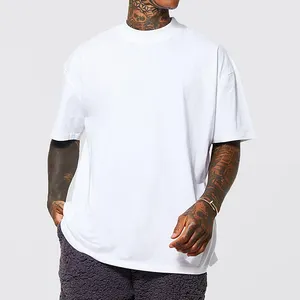 Custom High Quality Men Mock Neck Plus Size T-Shirt 100% Cotton Heavyweight Luxury Drop Men T-Shirt For Men