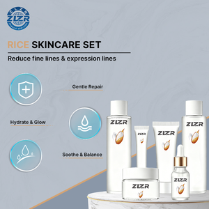 Ensemble de soins de la peau pour femmes, crème hydratante pour le visage à logo personnalisé et sérum éclaircissant au riz, pour tous types de peau - Product Image 1