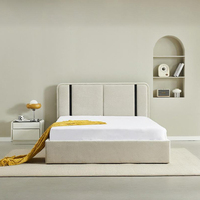 Juego de Cama Minimalista con Almacenamiento, Tamaño Completo 1.8m, King/Queen, Ecológico, Duradero, Tapizado en Tela Suave, Plegable, de Madera, Lujoso