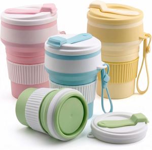 Collapsible Silicone Cup Portable Travel Mug Folding Water Bottle Straw Cap Microwave Dishwasher Safe <b>Drinkware</b> - Product Image 1