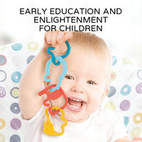 Jouet Éducatif Anneaux Connectables Colorés pour Bébé, Thème Animalier, 24 Pièces, pour Poussette, Porte-Bébé, Siège, 0-24 Mois, Jouets en Gros