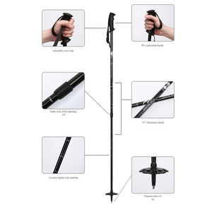 Bâton <span class=keywords><strong>de</strong></span> <span class=keywords><strong>Ski</strong></span> Double Planche Rétractable Réglable Multifonctionnel en Alliage d'Aluminium pour Adultes Enfants <span class=keywords><strong>Ski</strong></span> Professionnel - Product Image 1