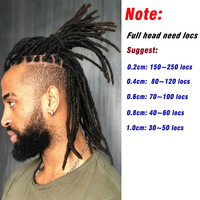 KAMA Extensions de dreadlocks instantanées entièrement faites à la main en cheveux humains, style traditionnel, en vrac pour garçons/filles/enfants