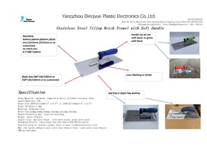 Gạch công cụ trowel 6m gạch thìa 10mm xây dựng Carbon nhựa xử lý notch thép không gỉ trowel với răng 10mm PVC Trung Quốc - Product Image 4