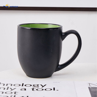 Vente en gros de tasses à café en céramique de 16 oz, personnalisées, en porcelaine, avec glaçure rouge et noire, mug cadeau, passe au lave-vaisselle et au micro-ondes, emballage cadeau