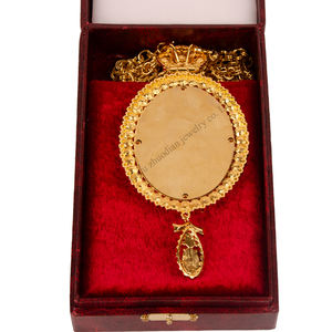 ZD009 Plaqué Or Byzantine Icône Pendentif Collier pour Église Orthodoxe <span class=keywords><strong>Prêtres</strong></span> Évêque Pectoral Décoration Engolpion Panagia - Product Image 6