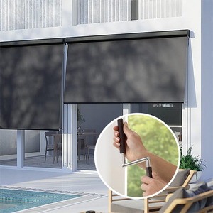 ZSTARR Stores enrouleurs d'extérieur à manivelle manuelle, à fermeture éclair, résistants à la <span class=keywords><strong>chaleur</strong></span>, avec écran à 10 % d'ouverture pour les complexes hôteliers de luxe côtiers - Product Image 2