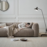 Stoffsofa im Designer-Stil, Vintage Weißes Sofa für kleine Wohneinheiten, Französisches Retro Braun-Cremefarbenes Villa-Sofa, Großes Flaches Stoffsofa