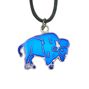 Collier d'humeur de bijoux à changement multicolore avec pendentif bison - Product Image 1