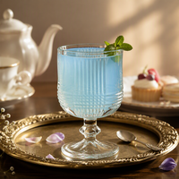 Verre à pied de qualité alimentaire avec motif vertical, transparent, anti-fuite, réutilisable pour desserts, glaces, poudings, lait et jus