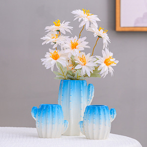 Vasi <span class=keywords><strong>in</strong></span> ceramica smaltata opaca ornamenti moderni <span class=keywords><strong>Cactus</strong></span> inserti floreali piante acquatiche per decorazioni per la casa all'ingrosso soggiorno decorazioni - Product Image 3