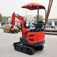 Mini-excavatrice diesel EACHAN EPA Engine 1,3 tonne, micro-pelle hydraulique pour travaux de terrassement, petite pelle à queue zéro pour vergers