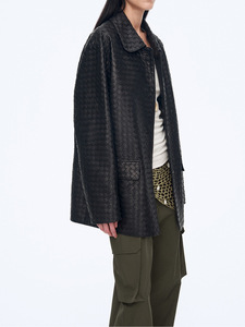 5176-1 Nuovo Design <span class=keywords><strong>Giacca</strong></span>-<span class=keywords><strong>Camicia</strong></span> Casual in Vera Pelle di Pecora Intrecciata per <span class=keywords><strong>Donna</strong></span> - Product Image 5