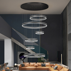 Modern <b>LED</b> Pendant <b>Light</b> Gold Stainless Steel Adjustable Height Chandelier Living <b>Room</b> Remote Control AC85-265V Dimmable 3500K - Product Image 5