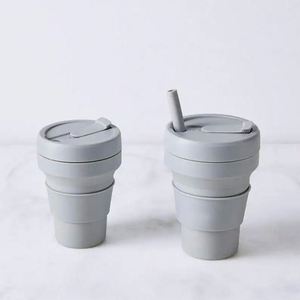 แก้วกาแฟพับได้แบบขยายได้ ของขวัญส่งเสริมการขาย ขวดน้ำซิลิโคนพับเก็บได้ แก้วน้ำพกพาพร้อมฝาปิด - Product Image 2