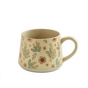 Mug à café et à thé de grande capacité, design minimaliste à la française, fait à la main, avec motif floral, pour le <span class=keywords><strong>petit</strong></span>-<span class=keywords><strong>déjeuner</strong></span> et l'usage domestique - Product Image 1