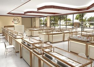M2 Display Luxury Gold Store Diseño de interiores Vitrina de vidrio Reloj Gabinete Tienda Diseño <span class=keywords><strong>E</strong></span> Joyería Kiosco Exhibición de joyería Vitrina - Product Image 2