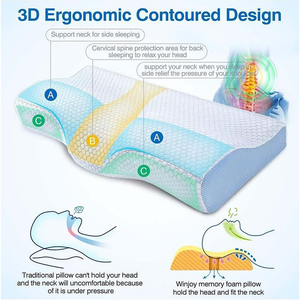 Oreiller de Massage orthopédique en mousse à mémoire de forme, vertèbres cervicales incurvées, avec fonction pour soulagement de la douleur du cou, Anti-ronflement, 1 pièce - Product Image 4