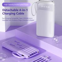 Power Bank SChitec de 10000mah y 10W con Certificación CE FCC RoHS para Carga Segura de Dispositivos Móviles en Viajes, con Cable 4 en 1 Desmontable Incorporado