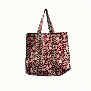 Sac fourre-tout en toile à motif floral, style bohème, sac de shopping à ouverture supérieure, toutes saisons - Product Image 1