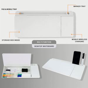 Desktop Whiteboard Dry Erase Glass Board Keyboard Wireless <b>Charger</b> Storage Notes Whiteboard for Office - Product Image 4