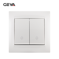 Interrupteurs muraux PC GEYA personnalisés pour intérieur, 82*82mm, norme européenne, 10A 250V, IP20, étanches, durables, 2 gangs, 2 voies, minimalistes, pour la maison