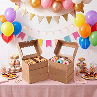 Boîtes à pâtisserie en kraft de qualité alimentaire avec fenêtre pour l'emballage de biscuits, beignets et pâtisseries, en stock aux États-Unis