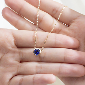 Messi Jewelry Customized MSN-938 Fashion 14k Women's yellow gold royal <b>blue</b> <b>Necklace</b> - Product Image 1