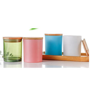 <span class=keywords><strong>Bougie</strong></span> <span class=keywords><strong>ronde</strong></span> vide en verre blanc mat givré, 1 pièce, avec capuchon en bois pour la fabrication de bougies parfumées - Product Image 3