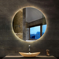 Espejo de luz <span class=keywords><strong>Led</strong></span> de maquillaje de estilo moderno, espejos redondos para baño, pantalla de Interruptor táctil montada en la pared, espejo inteligente - Product Image 4