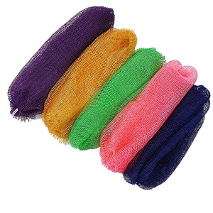 Oval Mesh <b>Shower</b> Puff Exfoliating Bath Glove for Adults in Purple Orange Green Pink Navy Blue Colors - Product Image 2