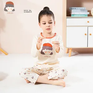 new design Toddler Children Pjs Casual Long Sleeve summer Cartoon Knitted Pajamas Baby Kids Girls' Sleepwear For Kids pajamas