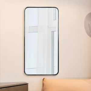 customized rectangle factory sale stainless steel framed wall mirror