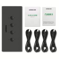 Conmutador KVM UGREEN VGA 4 en 1, Caja Conmutadora KVM USB de 4 Puertos, Compatible con 1920*1440 60Hz para PC, TV, Monitor CM154