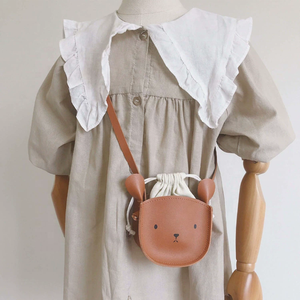 Nuevo lindo oso Pu bolsa boca cordón hecho a mano bolso de hombro para niños Mini bandolera niños niñas - Product Image 3