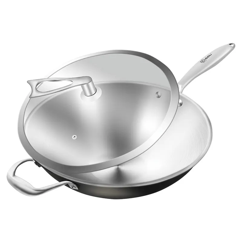 China Manufacturer Non Stick Wok Camping Titanium Pan For Induction Cooker And Gas