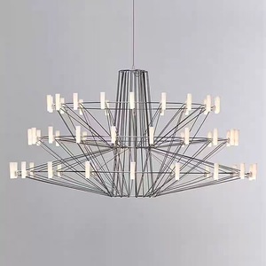 Modern Minimalist Chandelier Gold Round LED E27 Switch Control Living Room Loft Hotel <b>Decorative</b> <b>Lighting</b> Fixture - Product Image 2