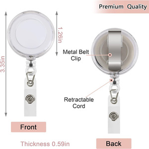Boucle transparente à ouverture facile avec clip dorsal, cordon rétractable semi-transparent pour badge d'infirmière, clip pour carte d'identité. - Product Image 5