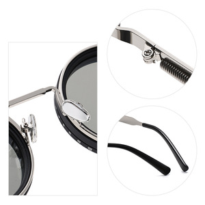 Lunettes <span class=keywords><strong>de</strong></span> <span class=keywords><strong>Soleil</strong></span> Polarisées Steampunk Rétro en Alliage <span class=keywords><strong>Aluminium</strong></span>-Magnésium, Rondes, <span class=keywords><strong>Haut</strong></span> <span class=keywords><strong>de</strong></span> <span class=keywords><strong>Gamme</strong></span>, avec Filtre ND à 9 Niveaux, Gradation Réglable - Product Image 5