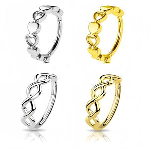 Anneau de nez en forme de cœur torsadé en acier inoxydable, boucles d'oreilles ouvertes/fermées en or/argent, anneaux de cartilage d'oreille, bijoux cadeau F1575 - Product Image 1