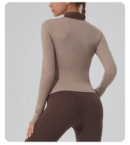 Women Color Blocking Gym <b>Yoga</b> Sport <b>Jacket</b> Skinny Fit Spandex/Nylon Long Sleeve Stand Collar Zipper Front Logo Quick Dry - Product Image 6