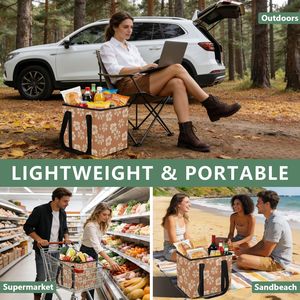 Custom Print Collapsible Shopping Basket Large Capacity Foldable Storage Tote <b>Bag</b> Heavy Duty Handles <b>Reusable</b> Grocery <b>Bag</b> - Product Image 5