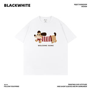 T-shirt en coton pour homme noir et blanc, manches courtes, taille L, jersey respirant, fabriqué en Chine Q07 - Product Image 3