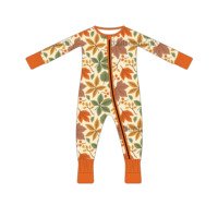 Pyjama à pieds couverts pour nouveau-né, motif trèfle porte-bonheur, barboteuse à manches longues pour bébé fille