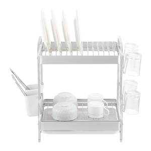 Escurridor de Platos de Cocina de Aluminio Resistente a la Oxidación, Escurridor de Metal de Doble Capa para Encimera con Función de Drenaje, Desmontable y Vertical - Product Image 4