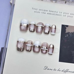 Nuevo Producto Lanzado, <span class=keywords><strong>Uñas</strong></span> Postizas Artesanales Elegantes de Alta Gama con Circonita Verde Ojo de Gato y Destellos de Meteorito - Product Image 5
