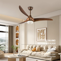 Nouveau ventilateur de plafond LED moderne de 52 pouces, 3 pales, télécommande, moteur DC 6 vitesses, lumière de salon, intensité variable, ABS, CRI 97, 2640 lumens