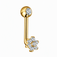 Piercing Vertikal Christina Titanium ASTM F 136 Berhiaskan CZ untuk Vagina, Perhiasan Tubuh VCH untuk Wanita