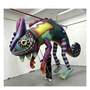 Marioneta inflable profesional de lagarto portátil con 3 varillas de operación, mascota publicitaria gigante de camaleón móvil para desfiles. - Product Image 3